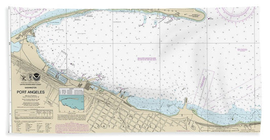 Nautical Chart-18468 Port Angeles - Beach Towel