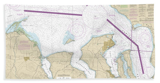 Nautical Chart-18471 Approaches-admiralty Inlet Dungeness-oak Bay - Beach Towel