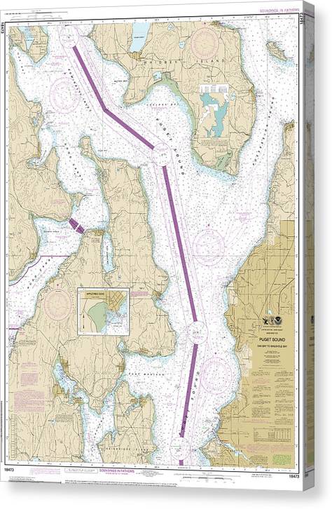 Nautical Chart-18473 Puget Sound-Oak Bay-Shilshole Bay Canvas Print