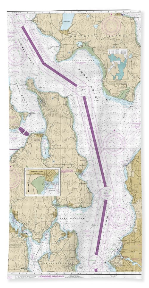 Nautical Chart-18473 Puget Sound-oak Bay-shilshole Bay - Bath Towel