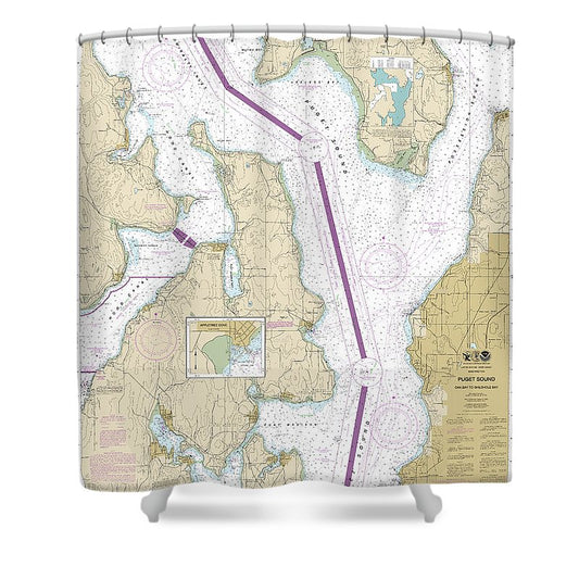 Nautical Chart 18473 Puget Sound Oak Bay Shilshole Bay Shower Curtain
