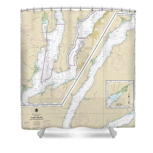 Nautical Chart 18476 Puget Sound Hood Canal Dabob Bay Shower Curtain