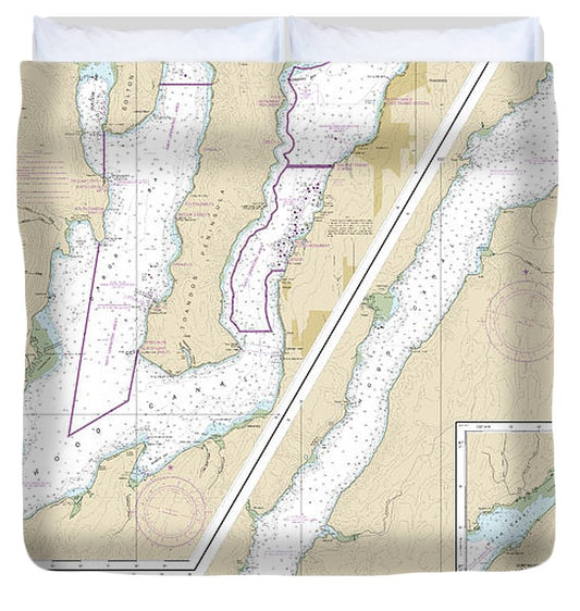 Nautical Chart 18476 Puget Sound Hood Canal Dabob Bay Duvet Cover