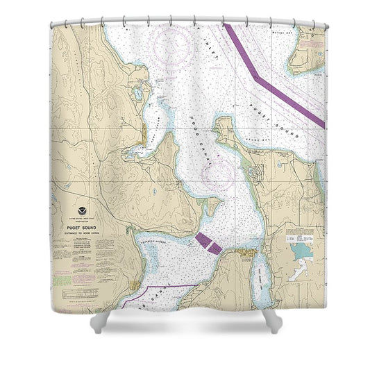 Nautical Chart 18477 Puget Sound Entrance Hood Canal Shower Curtain