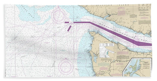 Nautical Chart-18480 Approaches-strait-juan De Fuca Destruction Lsland-amphitrite Point - Bath Towel