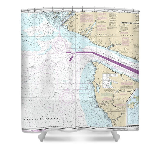 Nautical Chart 18480 Approaches Strait Juan De Fuca Destruction Lsland Amphitrite Point Shower Curtain
