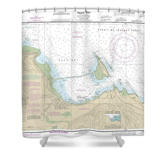 Nautical Chart 18484 Neah Bay Shower Curtain