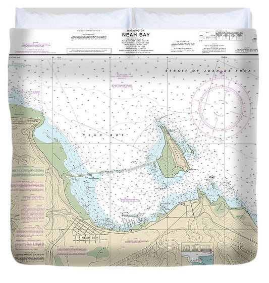 Nautical Chart 18484 Neah Bay Duvet Cover