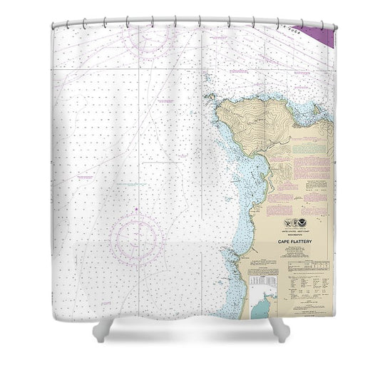 Nautical Chart 18485 Cape Flattery Shower Curtain