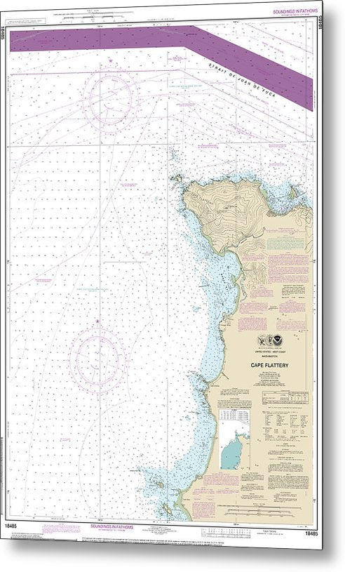 A beuatiful Metal Print of the Nautical Chart-18485 Cape Flattery - Metal Print by SeaKoast.  100% Guarenteed!