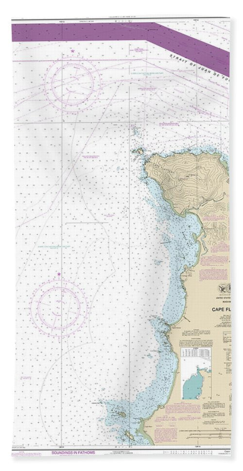 Nautical Chart-18485 Cape Flattery - Beach Towel