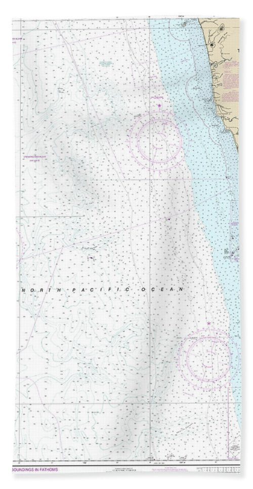 Nautical Chart-18500 Columbia River-destruction Island - Bath Towel