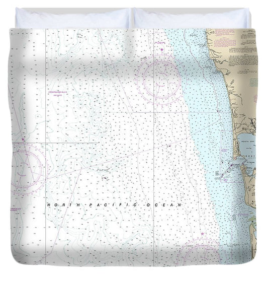 Nautical Chart 18500 Columbia River Destruction Island Duvet Cover