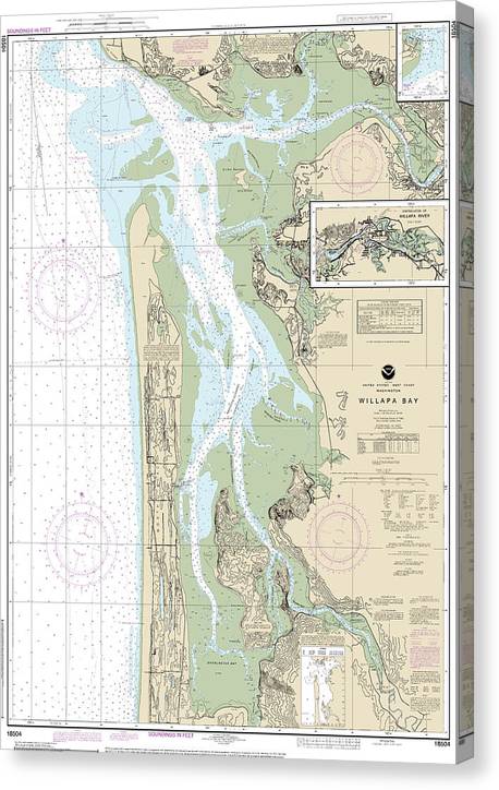 Nautical Chart-18504 Willapa Bay, Toke Pt Canvas Print