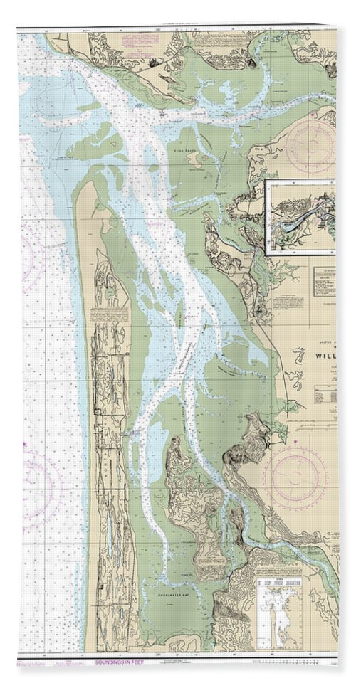 Nautical Chart-18504 Willapa Bay, Toke Pt - Beach Towel