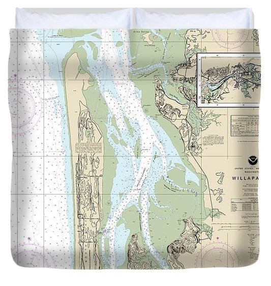 Nautical Chart 18504 Willapa Bay, Toke Pt Duvet Cover