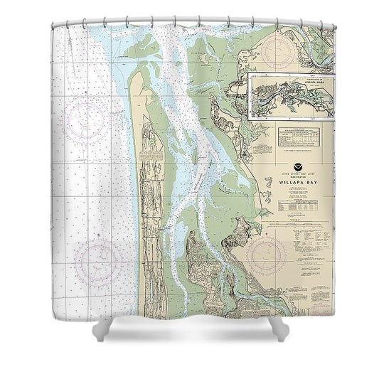 Nautical Chart 18504 Willapa Bay, Toke Pt Shower Curtain