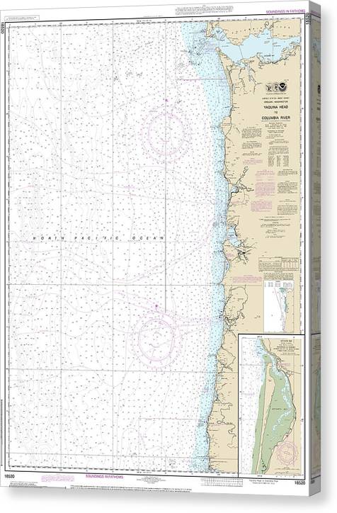 Nautical Chart-18520 Yaquina Head-Columbia River, Netarts Bay Canvas Print