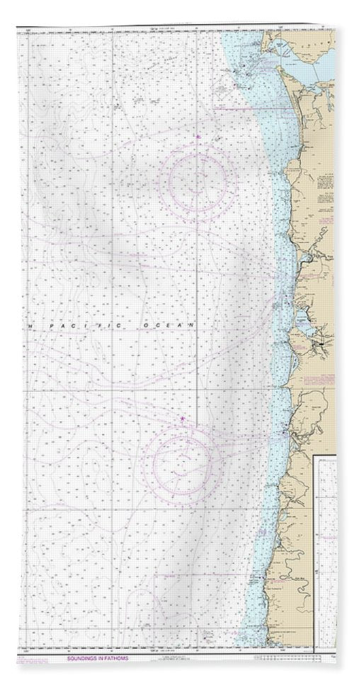 Nautical Chart-18520 Yaquina Head-columbia River, Netarts Bay - Bath Towel
