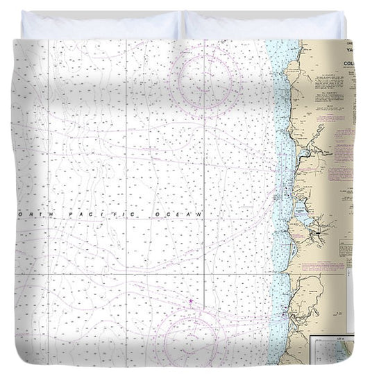 Nautical Chart 18520 Yaquina Head Columbia River, Netarts Bay Duvet Cover