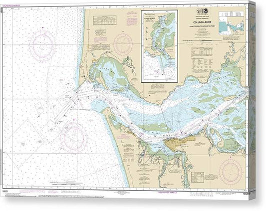 Nautical Chart-18521 Columbia River Pacific Ocean-Harrington Point, Ilwaco Harbor Canvas Print