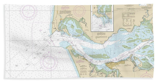 Nautical Chart-18521 Columbia River Pacific Ocean-harrington Point, Ilwaco Harbor - Bath Towel