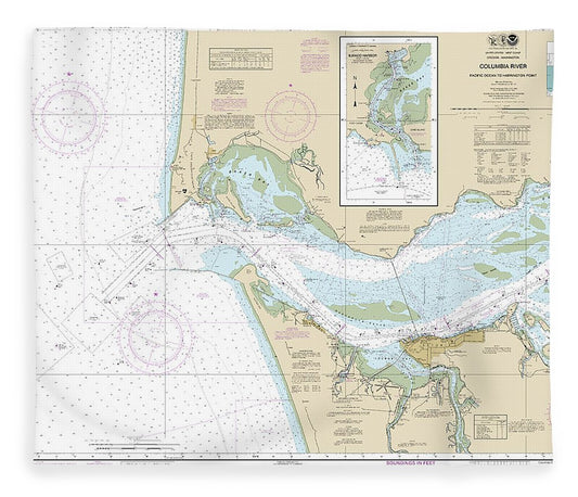 Nautical Chart 18521 Columbia River Pacific Ocean Harrington Point, Ilwaco Harbor Blanket