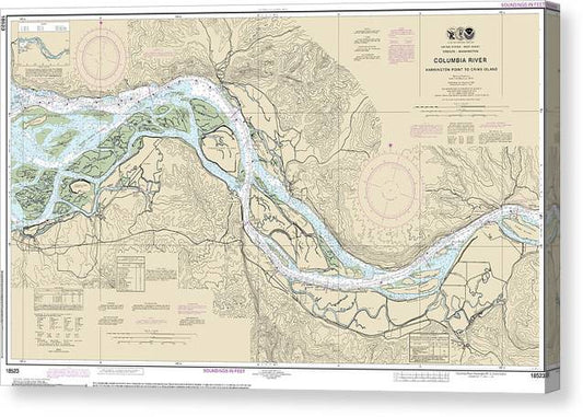 Nautical Chart-18523 Columbia River Harrington Point-Crims Island Canvas Print