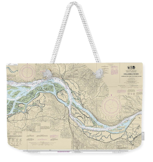 Nautical Chart-18523 Columbia River Harrington Point-crims Island - Weekender Tote Bag