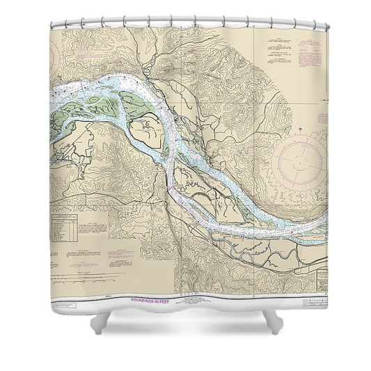 Nautical Chart 18523 Columbia River Harrington Point Crims Island Shower Curtain