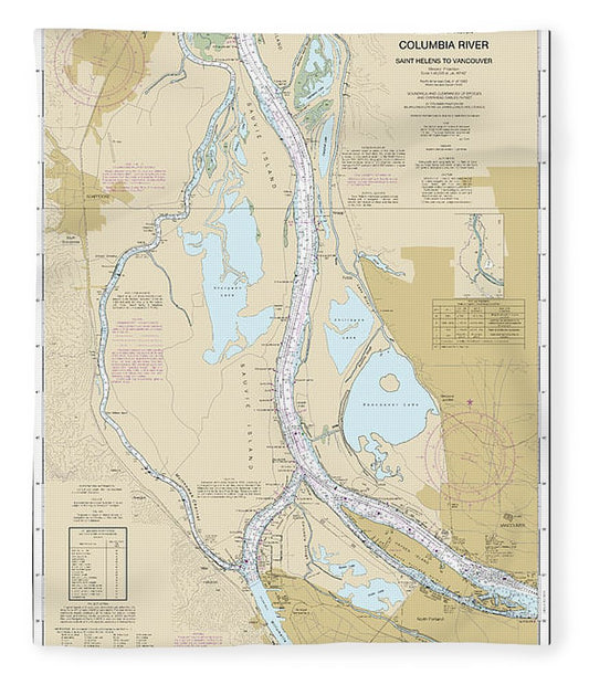 Nautical Chart 18525 Columbia River Saint Helens Vancouver Blanket