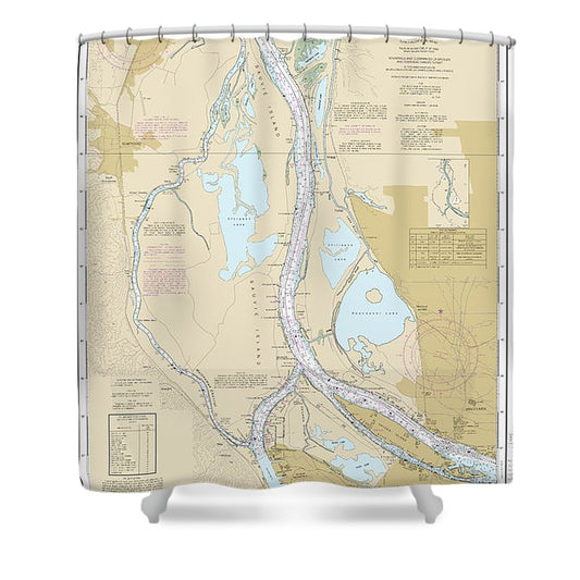 Nautical Chart 18525 Columbia River Saint Helens Vancouver Shower Curtain