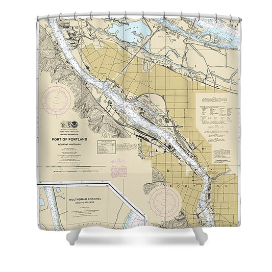 Nautical Chart 18526 Port Portland, Including Vancouver, Multnomah Channel Southern Part Shower Curtain