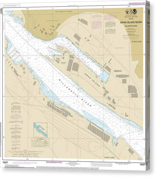 Nautical Chart-18527 Willamette River-Swan Island Basin Canvas Print