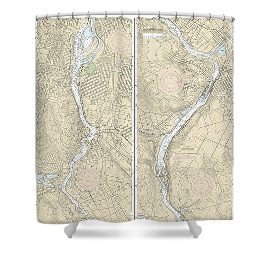 Nautical Chart 18528 Willamette River Portland Walnut Eddy Shower Curtain