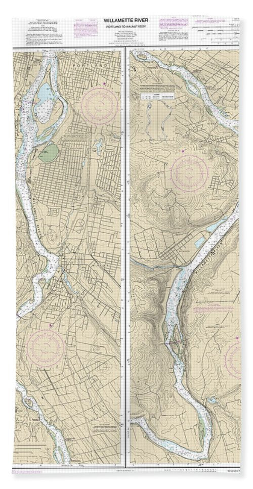 Nautical Chart-18528 Willamette River Portland-walnut Eddy - Beach Towel