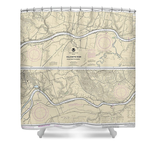 Nautical Chart 18529 Willamette River Walnut Eddy Newburg Shower Curtain