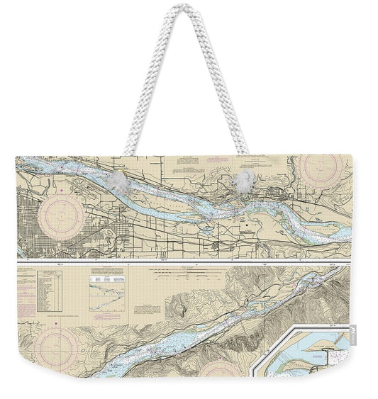 Nautical Chart-18531 Columbia River Vancouver-bonneville, Bonneville Dam - Weekender Tote Bag