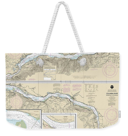 Nautical Chart-18532 Columbia River Bonneville-the Dalles, The Dalles, Hood River - Weekender Tote Bag