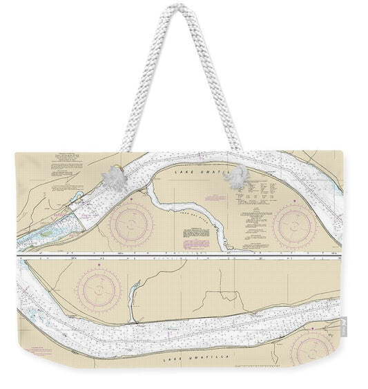 Nautical Chart-18535 Columbia River John Day Dam-blalock - Weekender Tote Bag