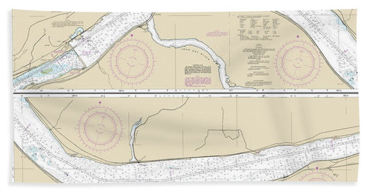 Nautical Chart-18535 Columbia River John Day Dam-blalock - Bath Towel