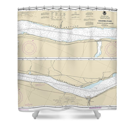 Nautical Chart 18536 Columbia River Sundale Heppner Junction Shower Curtain