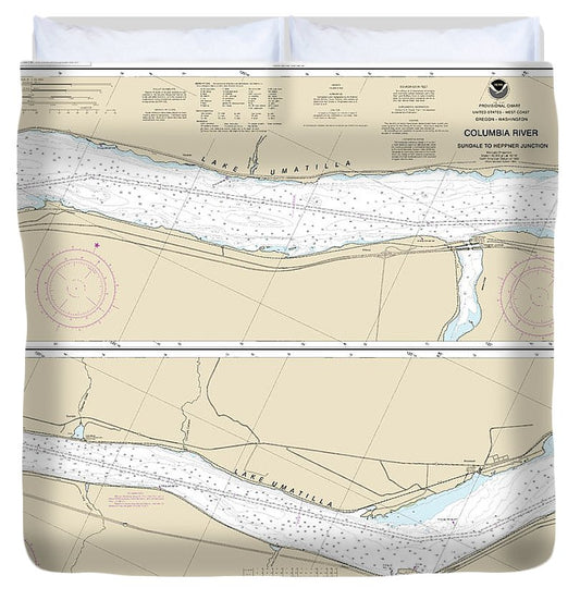 Nautical Chart 18536 Columbia River Sundale Heppner Junction Duvet Cover