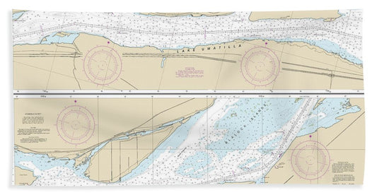 Nautical Chart-18537 Columbia River Alderdale-blalock Islands - Bath Towel