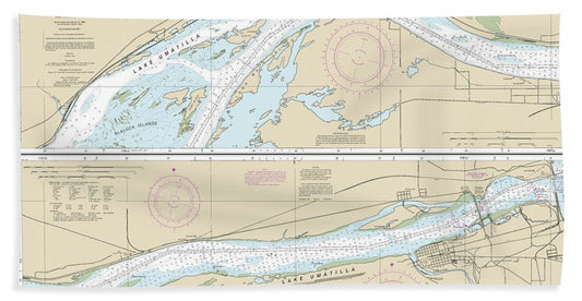 Nautical Chart-18539 Columbia River Blalock Islands-mcnary Dam - Beach Towel