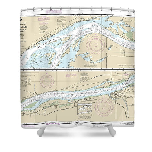 Nautical Chart 18539 Columbia River Blalock Islands Mcnary Dam Shower Curtain