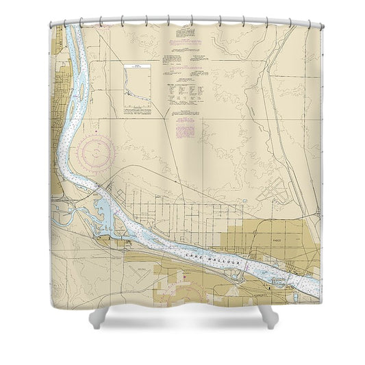 Nautical Chart 18543 Columbia River Pasco Richland Shower Curtain