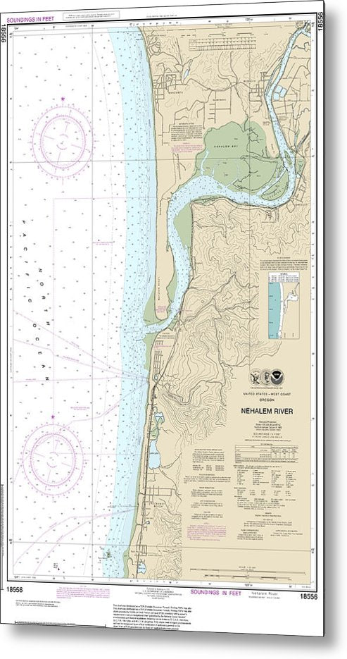 A beuatiful Metal Print of the Nautical Chart-18556 Nehalem River - Metal Print by SeaKoast.  100% Guarenteed!