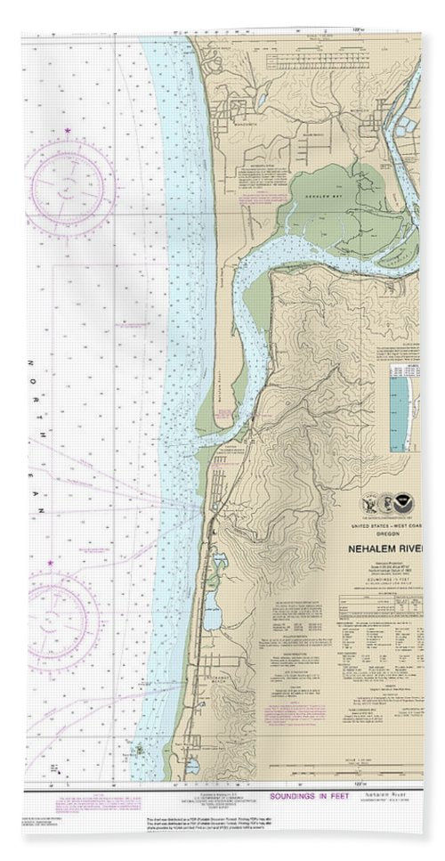 Nautical Chart-18556 Nehalem River - Beach Towel