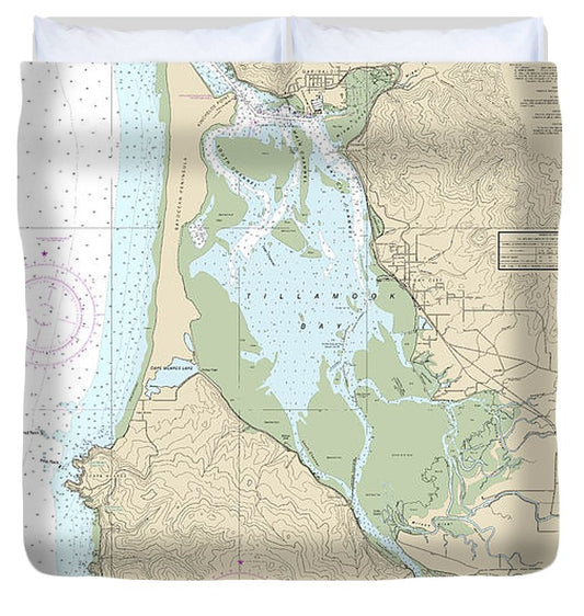 Nautical Chart 18558 Tillamook Bay Duvet Cover